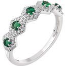 14 KT White Gold Emerald & 1/5 Carat TW Diamond Ring