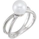 14 Karat White Gold Freshwater Pearl & .04 Carat Diamond Ring
