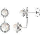 Buy 14 Karat White Gold Freshwater Pearl & 0.20 Carat Diamond Halo-Style Earrings
