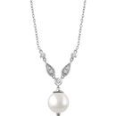 Shop 14 Karat White Gold Freshwater Pearl & 0.17 Carat Diamond 16-18
