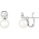14 Karat White Gold Freshwater Pearl & 0.40 Carat Diamond Earrings