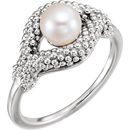 Buy 14 Karat White Gold Freshwater Pearl Beaded Ring