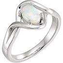 14 Karat White Gold Opal Freeform Ring