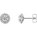 14 Karat White Gold Round White Sapphire & 0.17 Carat Diamond Earrings