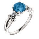 Shop 14 Karat White Gold Swiss Blue Topaz & .06 Carat Diamond Ring