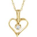 Diamond Necklace in 14 Karat Yellow Gold .03 Carat Diamond Heart 18