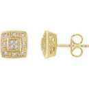 White Diamond Earrings in 14 Karat Yellow Gold 0.10 Carat Diamond Cluster Earrings