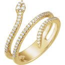 Pleasing 14 Karat Yellow Gold 1/3 Carat Round Genuine Diamond Snake Ring