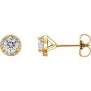 14 Karat Yellow Gold 4.5mm Round Genuine Charles Colvard Forever One Moissanite & .07 Carat Diamond Earrings