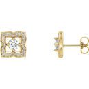 Genuine 14 Karat Yellow Gold 4mm Round Genuine Charles Colvard Forever One Moissanite & 0.33 Carat Diamond Earrings