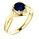 14 Karat Yellow Gold Genuine Chatham Lab-Grown Blue Sapphire Ring