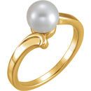 Genuine 14 Karat Yellow Gold 7mm Solitaire Ring for Pearl