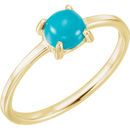 Genuine Turquoise Ring in 14 Karat Yellow Gold 8x6mm Oval Turquoise Ring
