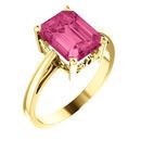 Pink Tourmaline Ring in Best 14 Karat Yellow Gold 9x7mm Scroll Setting Ring Mounting