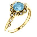 Genuine 14 Karat Yellow Gold Aquamarine & .07 Carat Diamond Ring