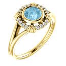 14 Karat Yellow Gold Aquamarine & .08 Carat Diamond Ring