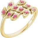 14 Karat Yellow Gold Baby Pink Topaz Leaf Design Ring