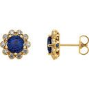 Buy 14 Karat Yellow Gold Blue Sapphire & 0.33 Carat Diamond Earrings