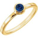 Genuine  14 Karat Yellow Gold Genuine Chatham Blue Sapphire Ring