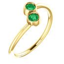 Buy 14 Karat Yellow Gold Genuine Chatham Emerald Two-Stone Ring