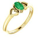 14 Karat Yellow Gold Genuine Chatham Emerald Youth Heart Ring