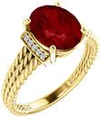 Genuine 14 Karat Yellow Gold Genuine Chatham Ruby & .04 Carat Diamond Ring