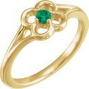 Buy 14 Karat Yellow Gold Emerald Flower Youth Ring
