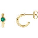 14 Karat Yellow Gold Emerald J-Hoop Earrings