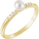Buy 14 Karat Yellow Gold Freshwater Pearl & .05 Carat Diamond Ring