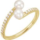 Buy 14 Karat Yellow Gold Freshwater Pearl & 0.17 Carat Diamond Bypass Ring