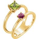Pink Tourmaline Ring in 14 Karat Yellow Gold Peridot & Pink Tourmaline Two-Stone Ring