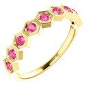 14 Karat Yellow Gold Pink Tourmaline Stackable Ring