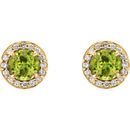 Buy 14 Karat Yellow Gold Round Peridot & 0.17 Carat Diamond Earrings