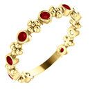 14 Karat Yellow Gold Ruby Beaded Ring