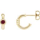 Buy 14 Karat Yellow Gold Ruby J-Hoop Earrings