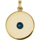 Genuine Sapphire Pendant in 14 Karat Yellow Gold Sapphire Disc Pendant