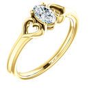 Genuine Sapphire Ring in 14 Karat Yellow Gold Sapphire Youth Heart Ring