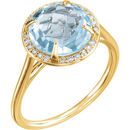 14 Karat Yellow Gold Sky Blue Topaz & 0.12 Carat Diamond Ring