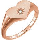 14 Karat Rose Gold .01 Carat Diamond Heart Signet Ring
