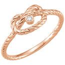 14 Karat Rose Gold .025 Carat Diamond Rope Knot Ring Size 7
