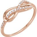 Genuine  14 Karat Rose Gold 0.10 Carat Diamondfinity-Inspired Knot Ring