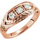 14 Karat Rose Gold 0.50 Carat Diamond 3-Stone Ring