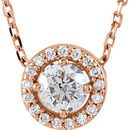 Genuine Diamond Necklace in 14 Karat Rose Gold 0.25 Carat Diamond Halo-Style 16