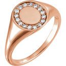 14 Karat Rose Gold 0.17 Carat Diamond Signet Ring