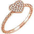 Genuine 14 Karat Rose Gold 0.12 Carat Diamond Heart Rope Ring