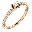14 Karat Rose Gold 3/8 Carat Straight Baguette Genuine Diamond Ring