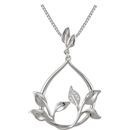 White Diamond Necklace in 14 Karat White Gold .05 Carat Diamond Leaf Design 18