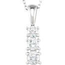 White Diamond Necklace in 14 Karat White Gold 0.50 Carat Diamond 3-Stone 18