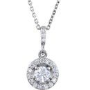 White Diamond Necklace in 14 Karat White Gold 0.50 Carat Diamond Halo-Style 18