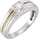14 Karat White & Yellow Gold 1/4 Carat Round Genuine Diamond Men's Ring